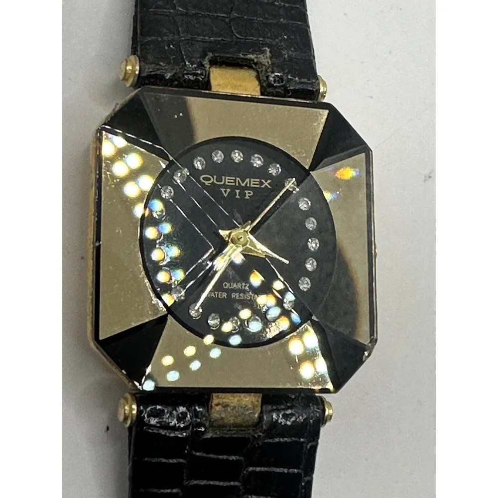 Quemex Vip‎ Womens Watch New Battery 27MM 18K Gold Plated 7.25